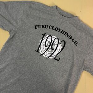 Vintage FUBU Shirt Mens Large Grey Long Sleeve 1992 New American Classics Y2K 05